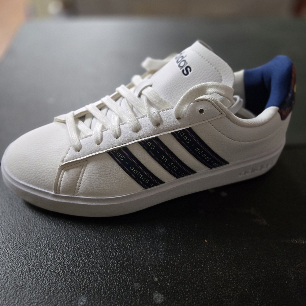 adidas White and Navy Athletic Sneakers